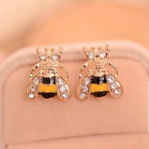Rhinestone Bumblebee Earrings